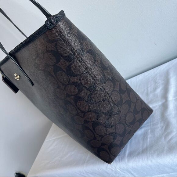 COACH Signature Jacquard Ava City Tote Laptop Work Bag Reversible Metro Tote - Picture 3 of 13